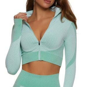 NWT Mint Seafoam green seamless track jacket cropped contoured size 1x XL